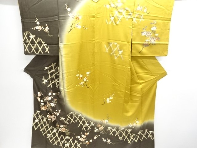 JAPANESE KIMONO / HOMONGI / KINSAI / EMBROIDERY / BAMBOO & UME